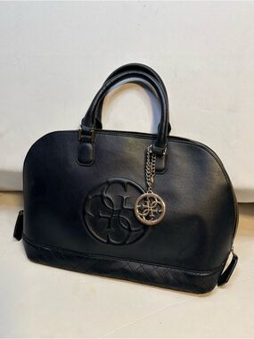 Guess Women’s Dome Satchel Handbag with Gold Logo Charm